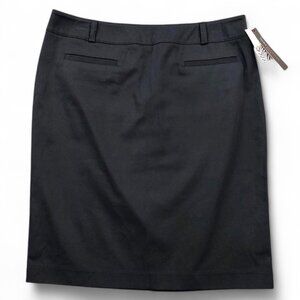 Dana Buchman Skirt Sz 12 Black Back Button Pockets Stretch Career Black Tie